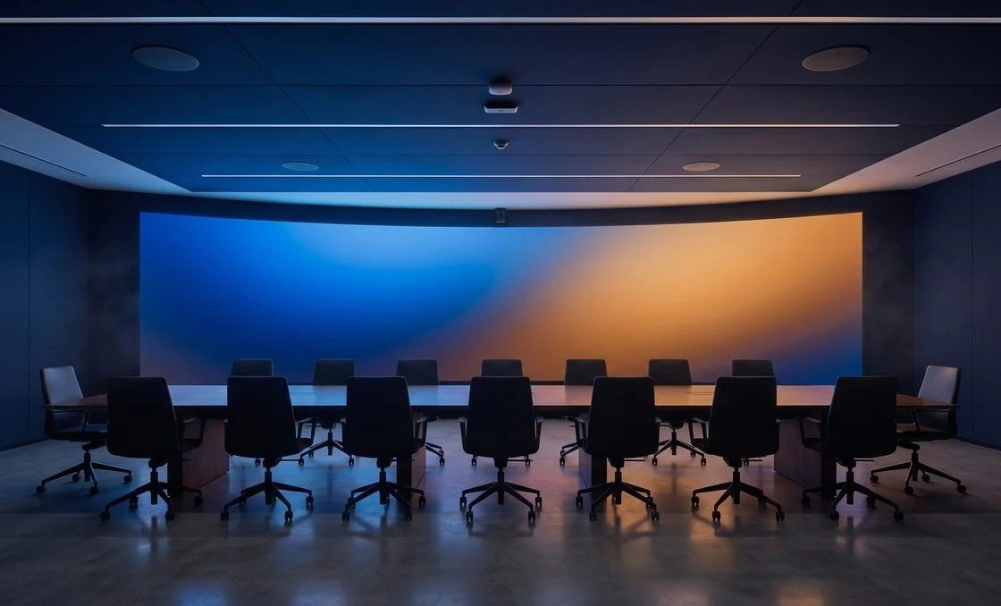 Sala konferencyjna z wielkoformatowym ekranem — NextAV